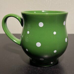 Temp-tations by Tara ~ Green with White Polka Dot Footed Ceramic Mug